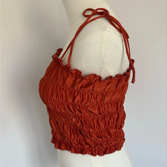 Urban Outfitters Orange Ruched Camisole Crop Top - Picture 3 of 4